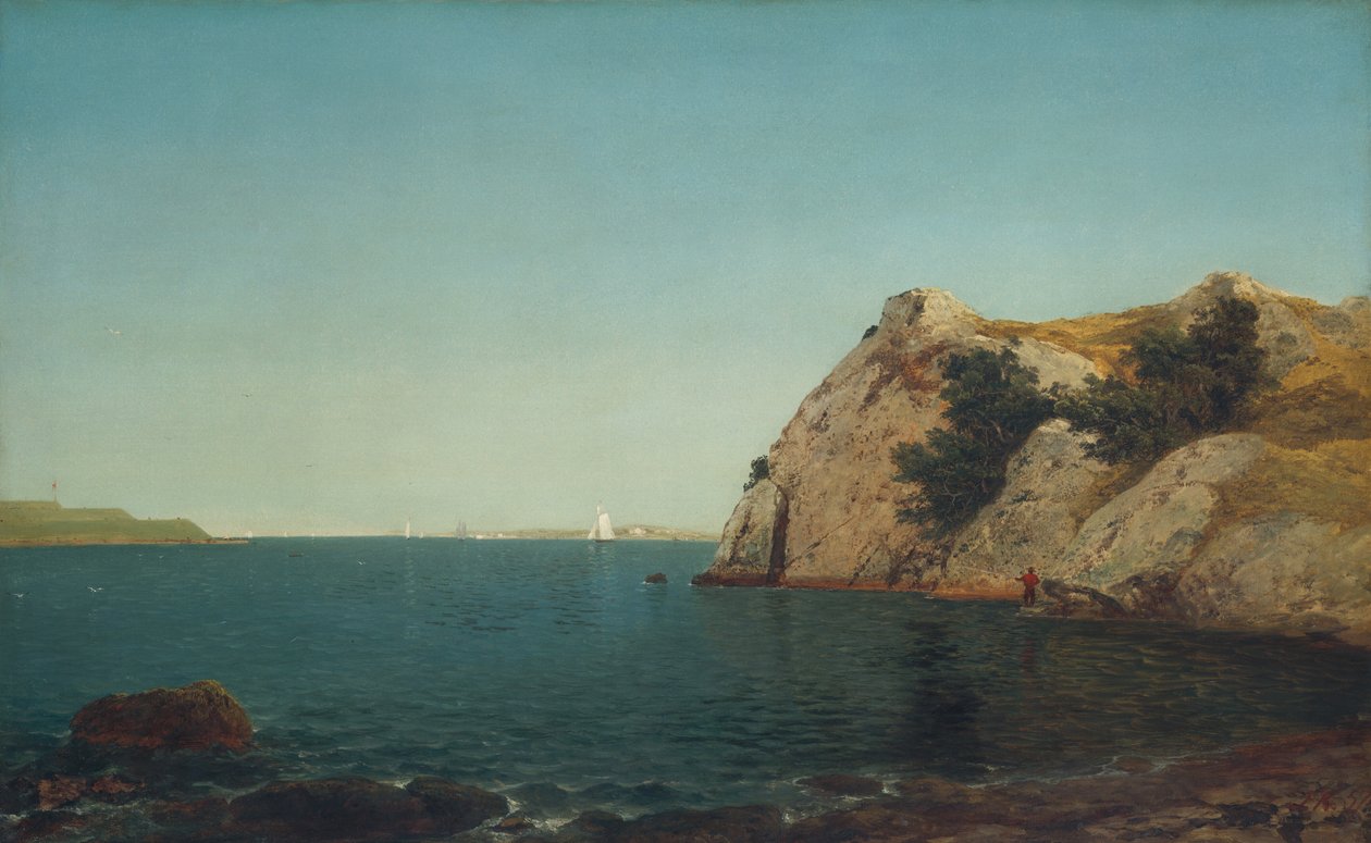 Beacon Rock, Newport Harbor, 1857. af John Frederick Kensett