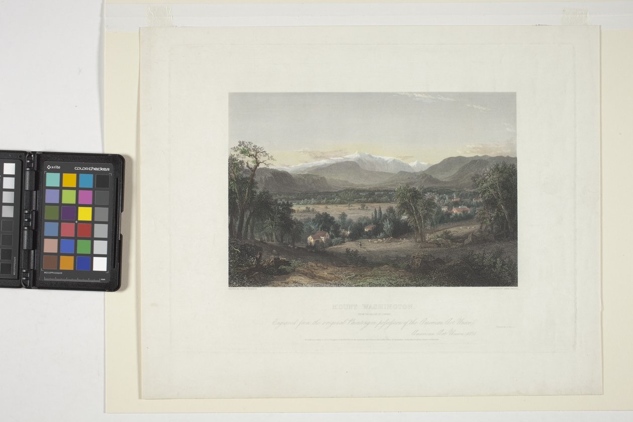 Mount Washington fra The Valley of Conway (håndfarvet gravering) af John Frederick Kensett