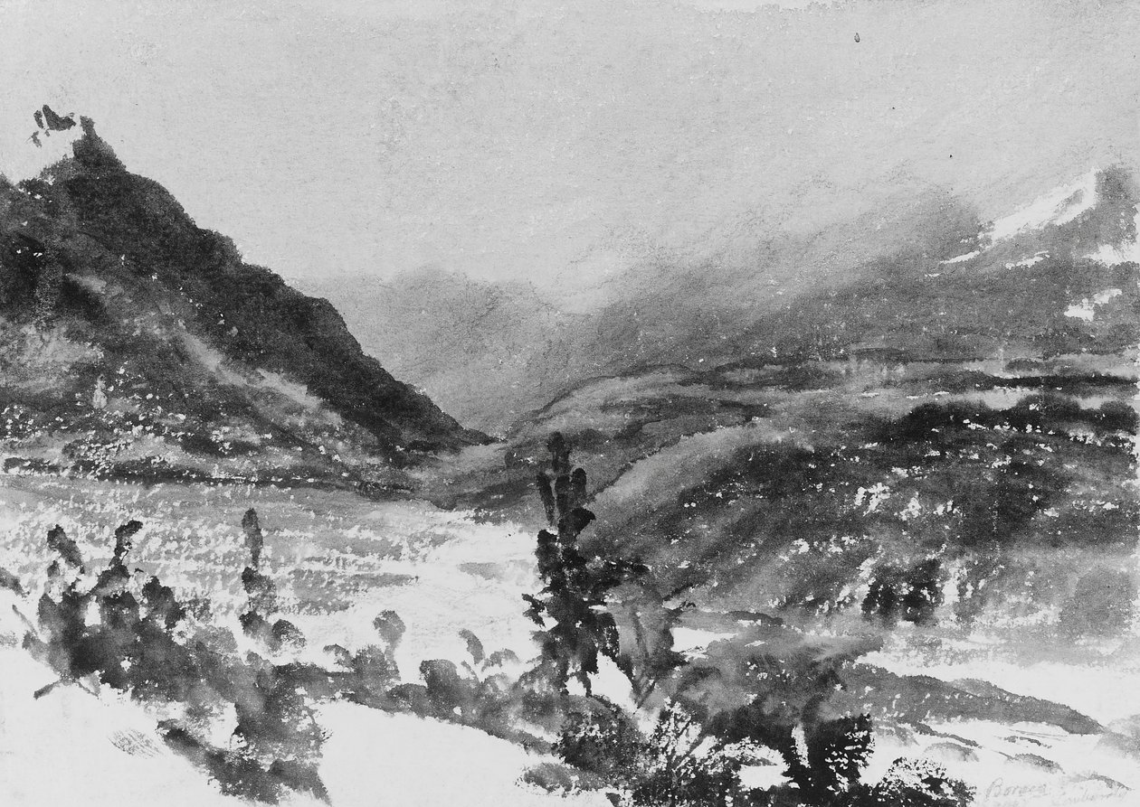Bjerglandskab, Lombardiet,. af John Frederick Kensett.