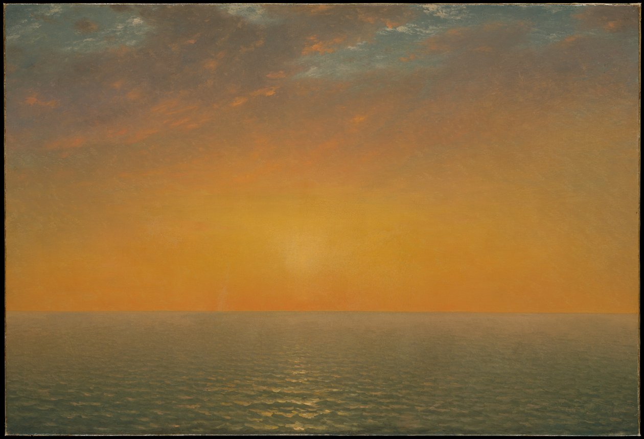 Solnedgang over havet af John Frederick Kensett