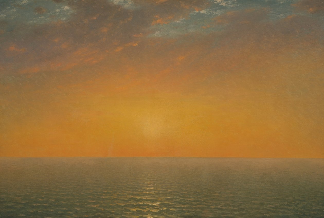Solnedgang på havet af John Frederick Kensett