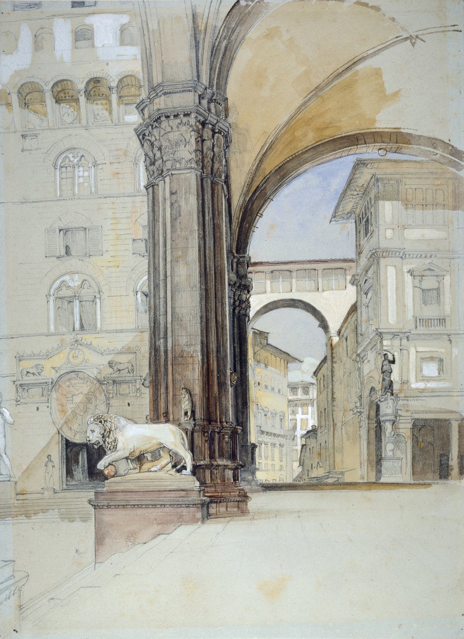 Firenze: Palazzo Vecchio og Uffizierne, c1820