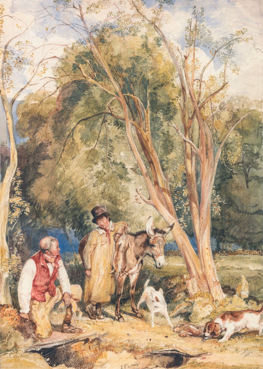 Game Keeper og dreng, der gnider en kanin af John Frederick Lewis