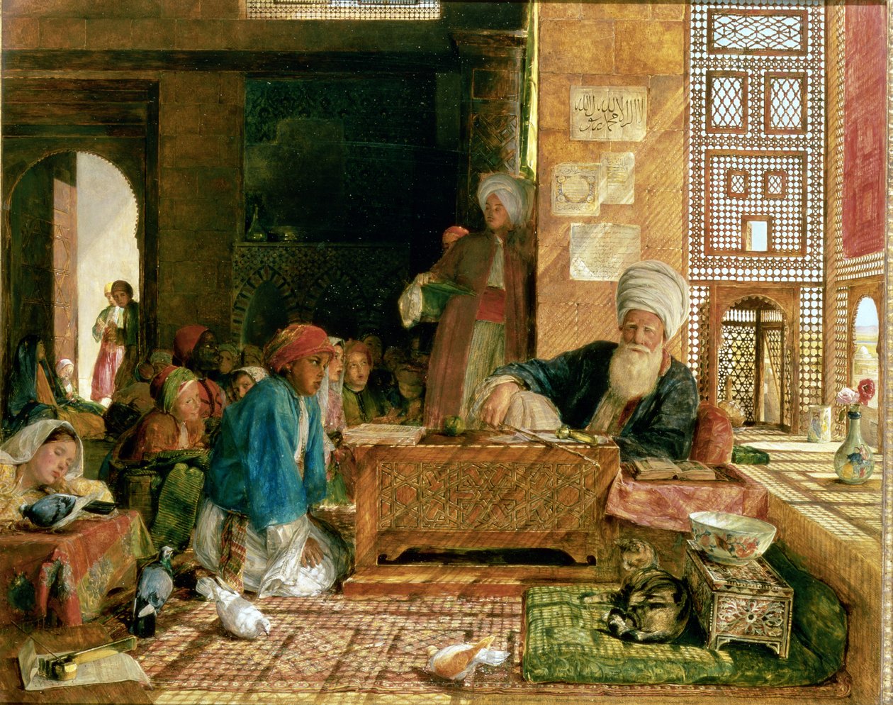Interiør af en skole, Kairo (se også 22700 og 43799) af John Frederick Lewis