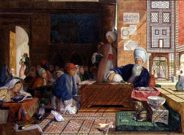 Interiør af en skole, Cairo (wc) (se også 22700) af John Frederick Lewis