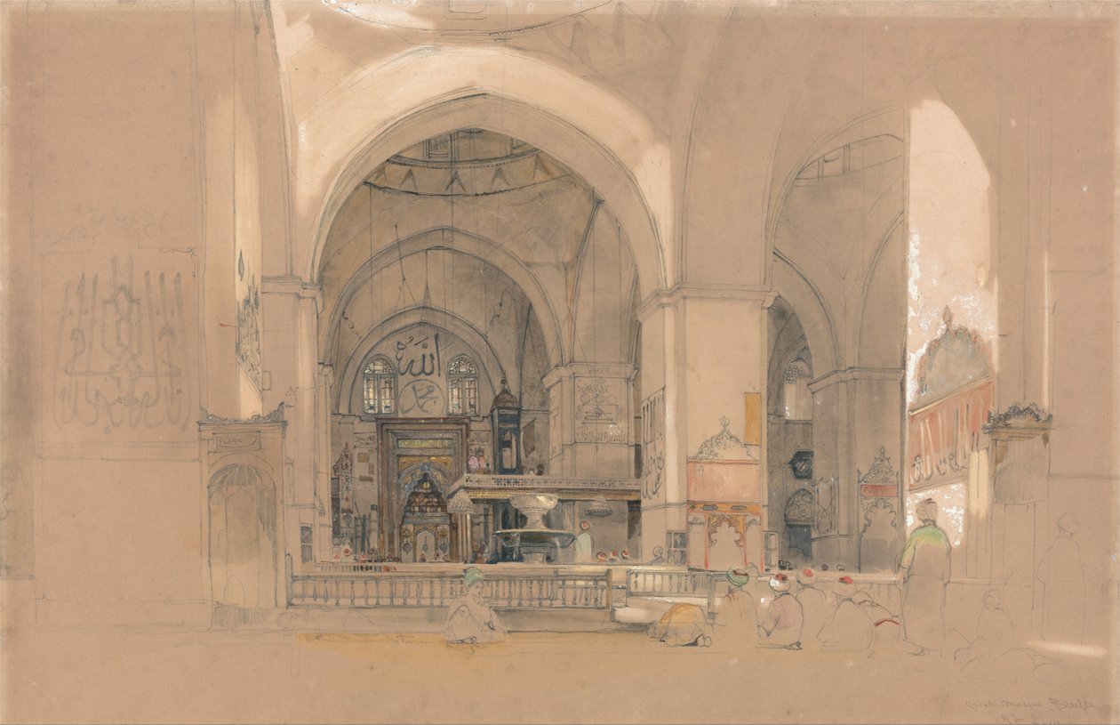 Interiør af den store moské, (Ulucami) Bursa, Tyrkiet af John Frederick Lewis