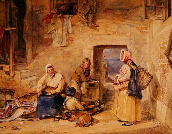 Newhaven Fisherwomen, Edinburgh, ca. 1831-32 (akvarel på papir) af John Frederick Lewis