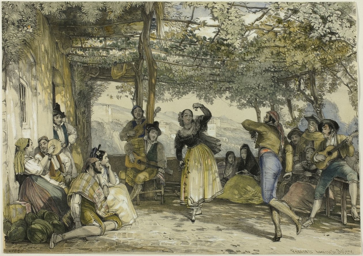 Spanske bønder danser Bolero af John Frederick Lewis