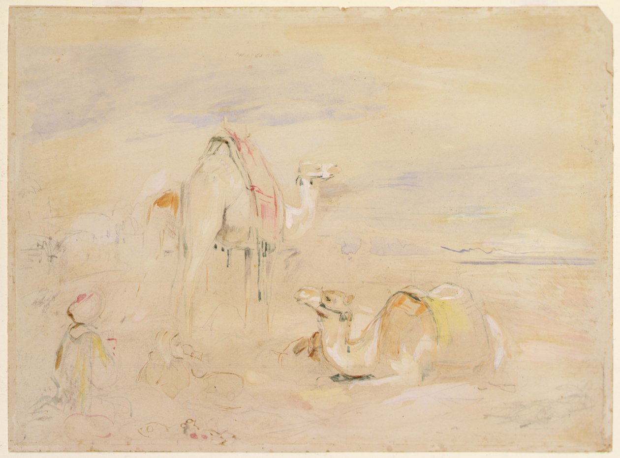 Study for a Halt in the Desert (blyant og akvarel) af John Frederick Lewis