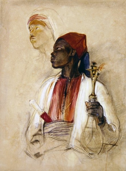 Study for the Pipe Bearer, ca. 1856 (akvarel på papir) af John Frederick Lewis