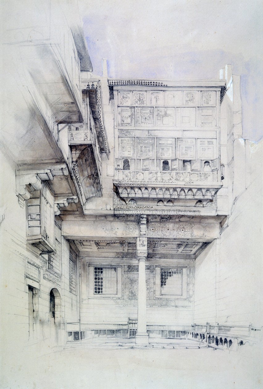 Court of the House of the Artist, Cairo, Egypten, 1800-tallet af John Frederick Lewis