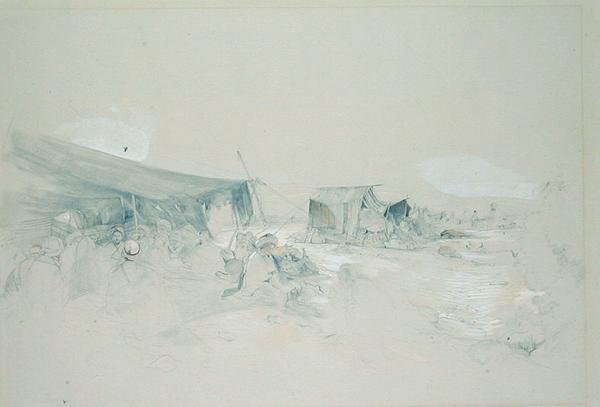 Sinai-bjergets ørken (blyant og gouache på papir) af John Frederick Lewis