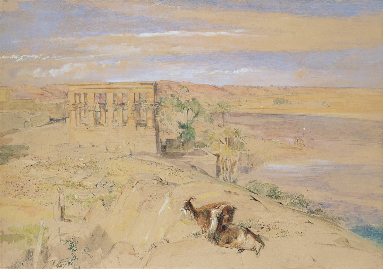 The Hypaethral Temple at Philae, 1850 (wc) af John Frederick Lewis