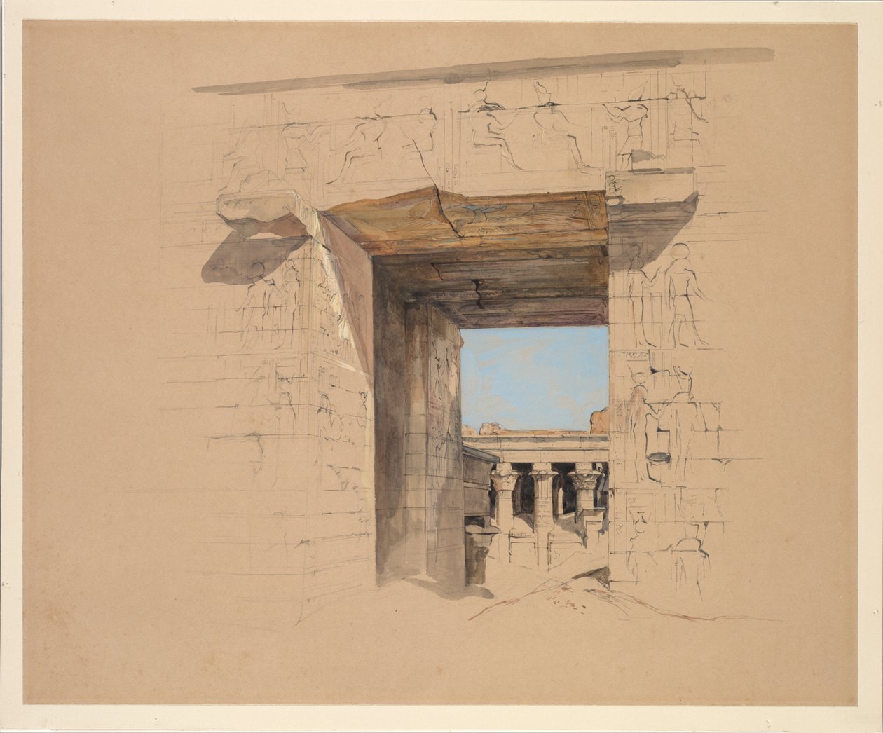 The Temple of Edfu: The Door of the Pylon af John Frederick Lewis