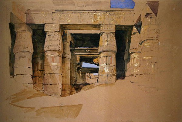 The Temple of Isis (blyant og akvarel på papir) af John Frederick Lewis