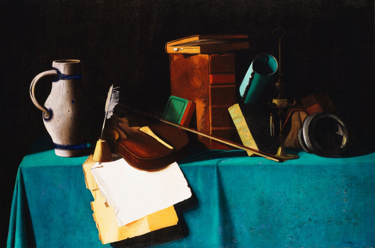 Bordplade med violin, af John Frederick Peto