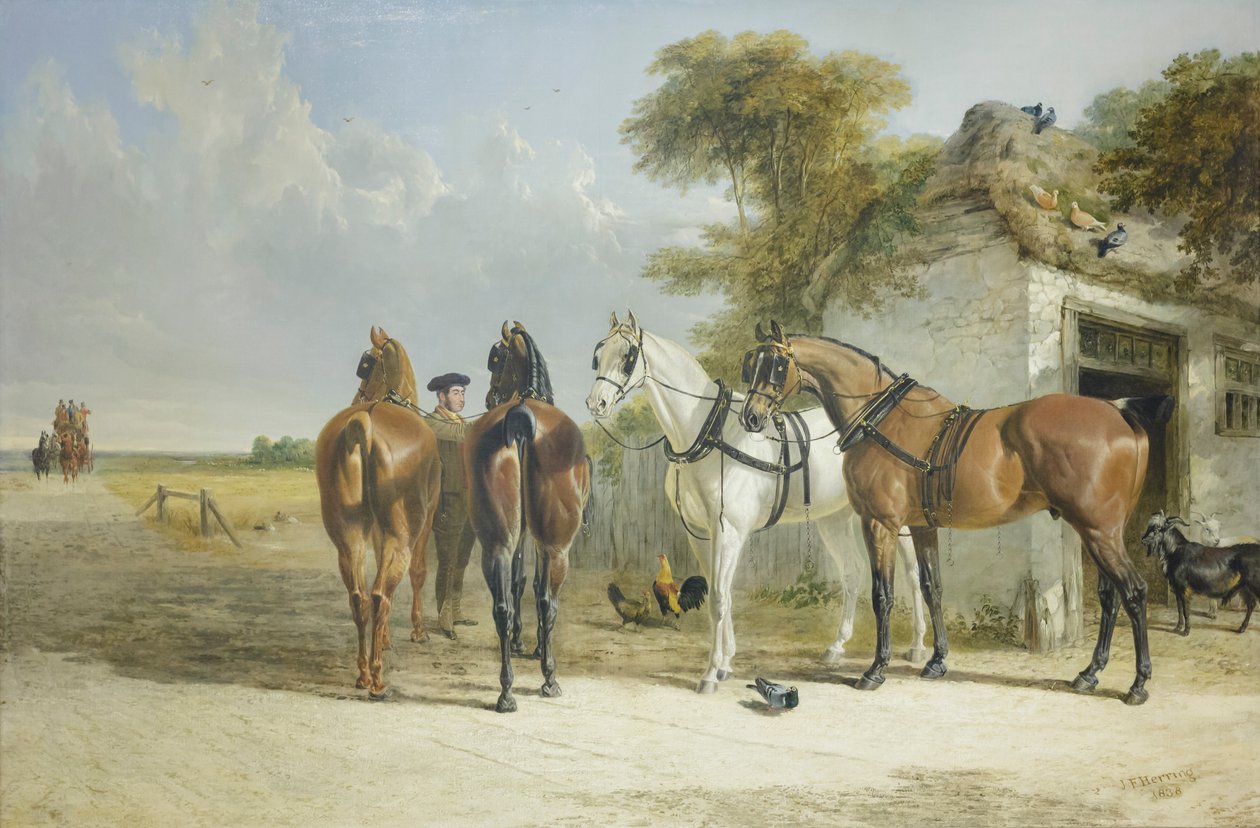 Mail coach post, J F Herring (olie på lærred) af John Frederick Senior Herring