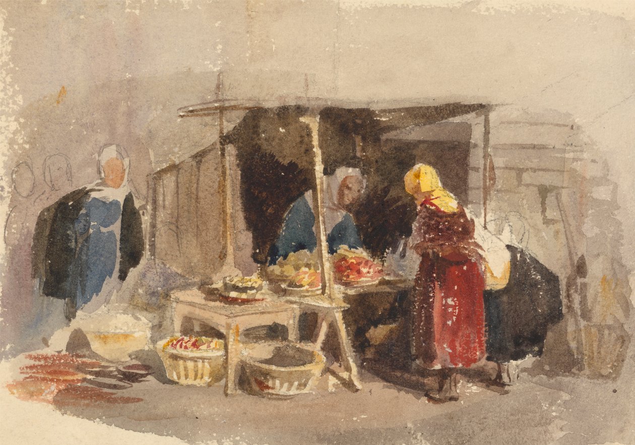 En frugtbod på et marked af John Frederick Tayler