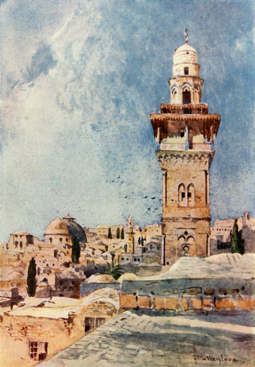 En minaret i det nordvestlige hjørne af tempelområdet, 1902. af John Fulleylove