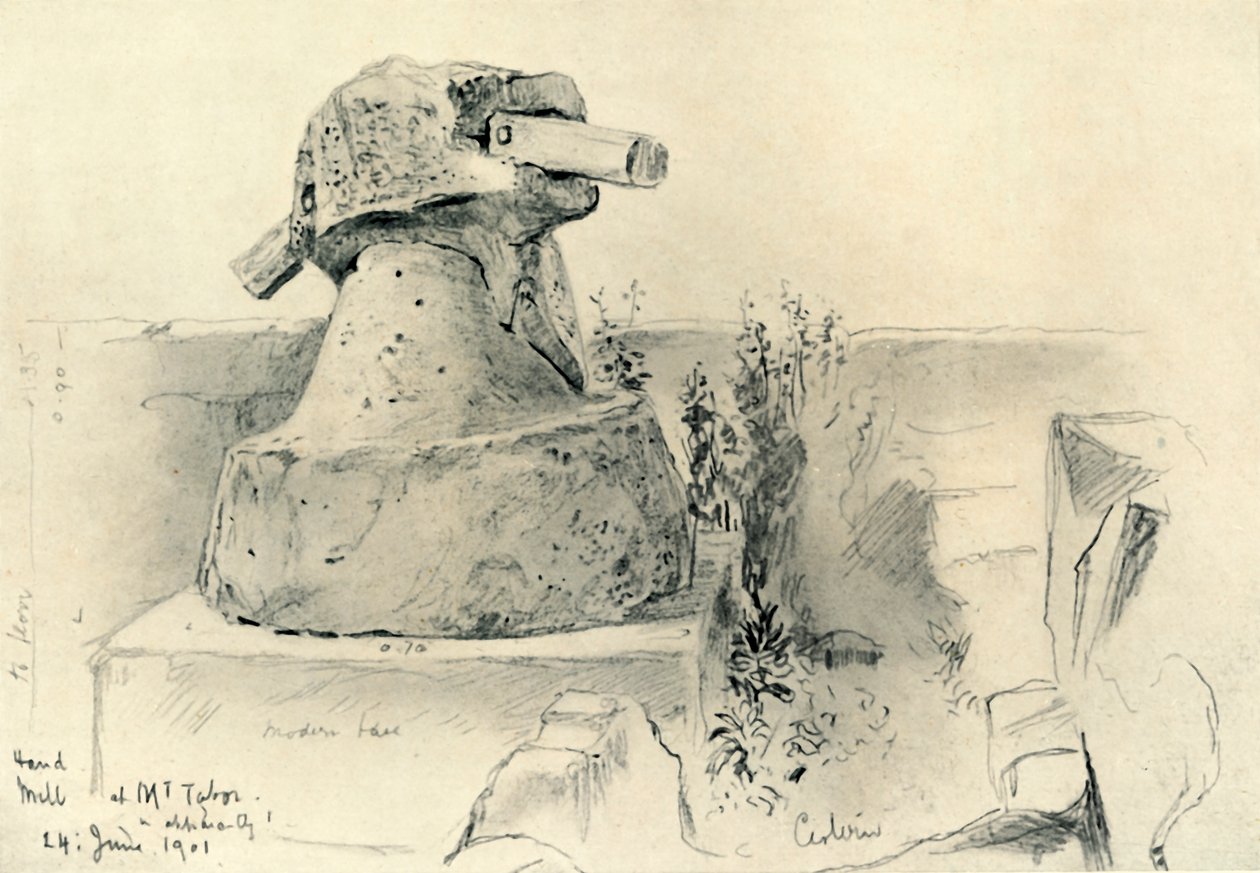Gammel håndmølle ved Mount Tabor, 1902. af John Fulleylove