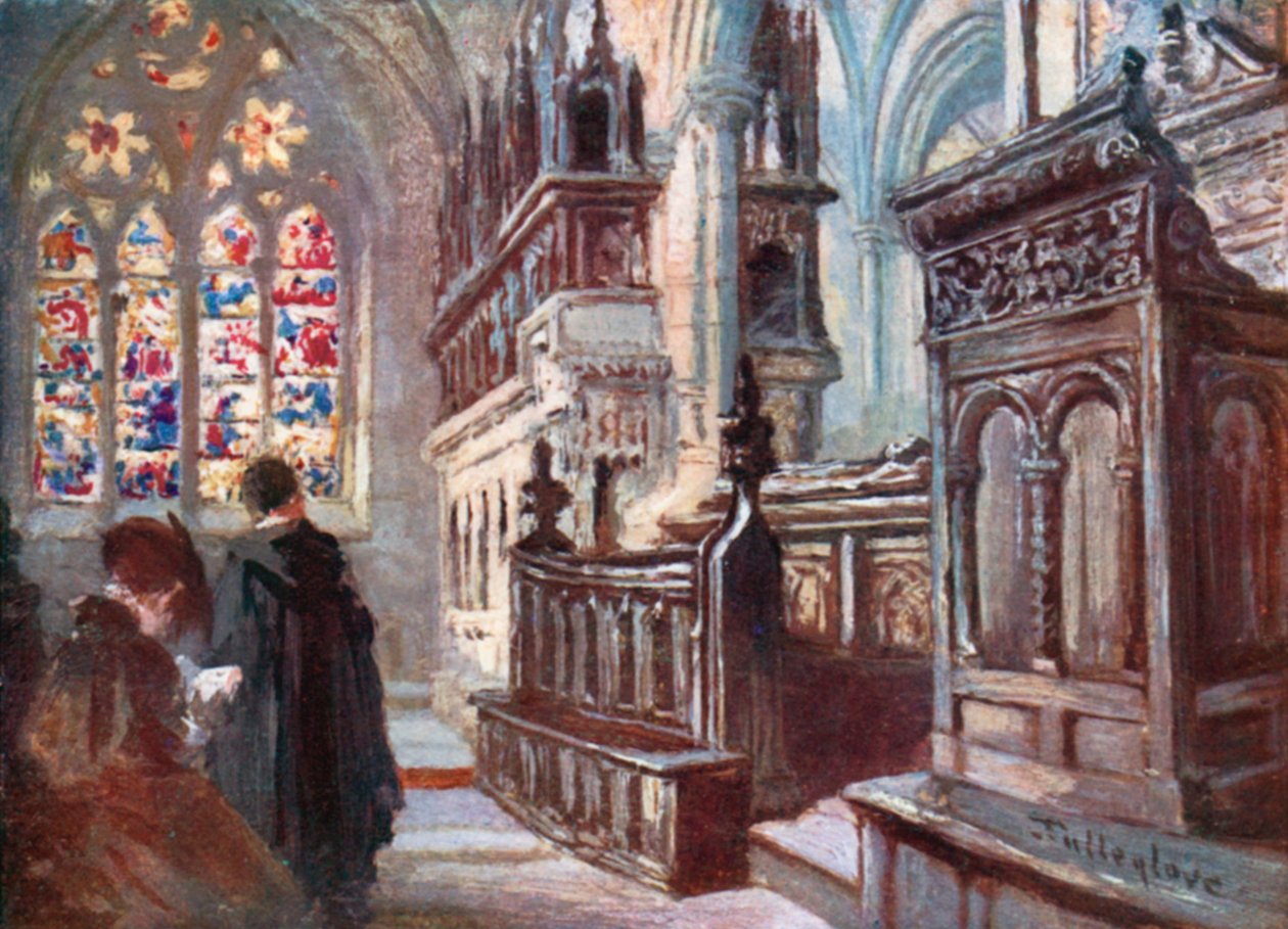 Christ Church - Interiør af det latinske kapel (farvelitografi) af John Fulleylove