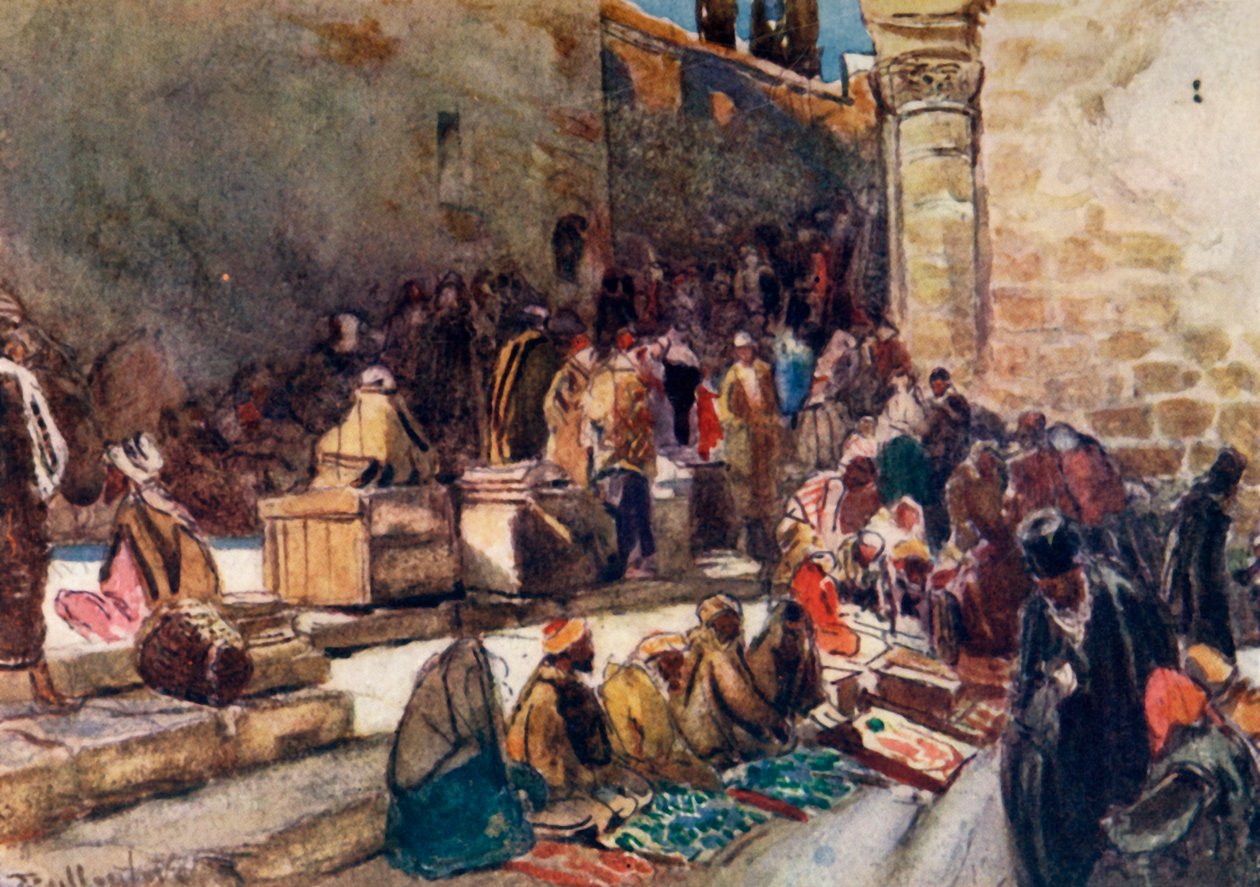 Indgang til forgården til Den Hellige Gravs Kirke. - Jerusalem, 1902. af John Fulleylove