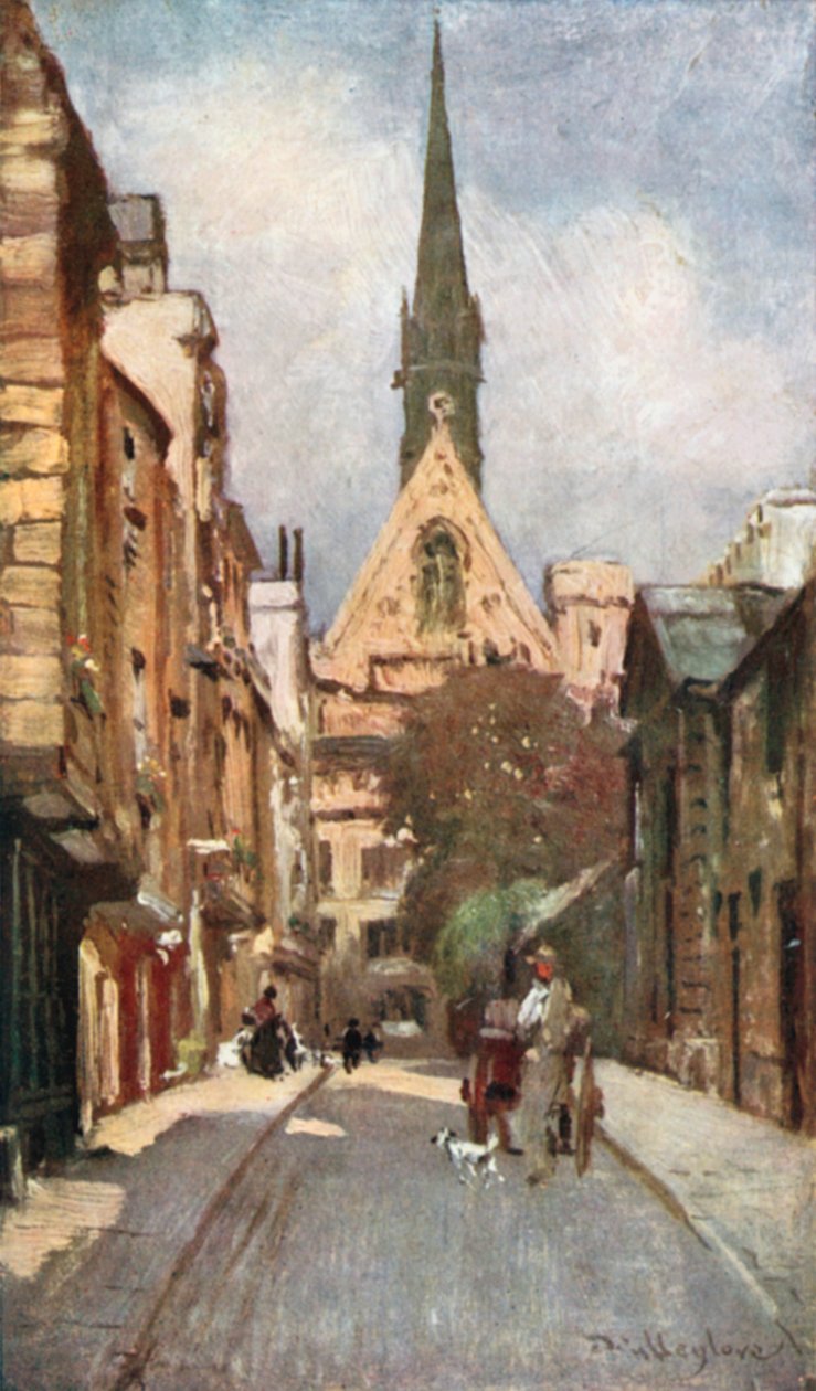 Exeter College Chapel, fra Ship Street (farvelitografi) af John Fulleylove