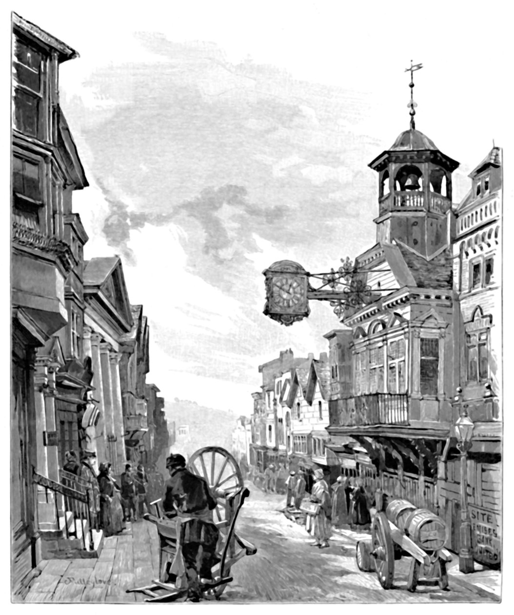 Guildford: High Street, med rådhuset, 1886 af John Fulleylove
