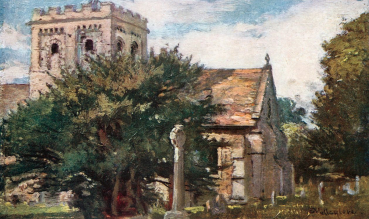 Iffley Church fra sydøst (farvelitografi) af John Fulleylove