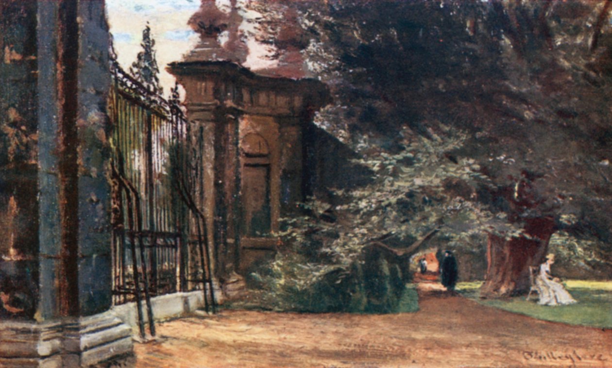 I Trinity College Gardens (farvelitografi) af John Fulleylove