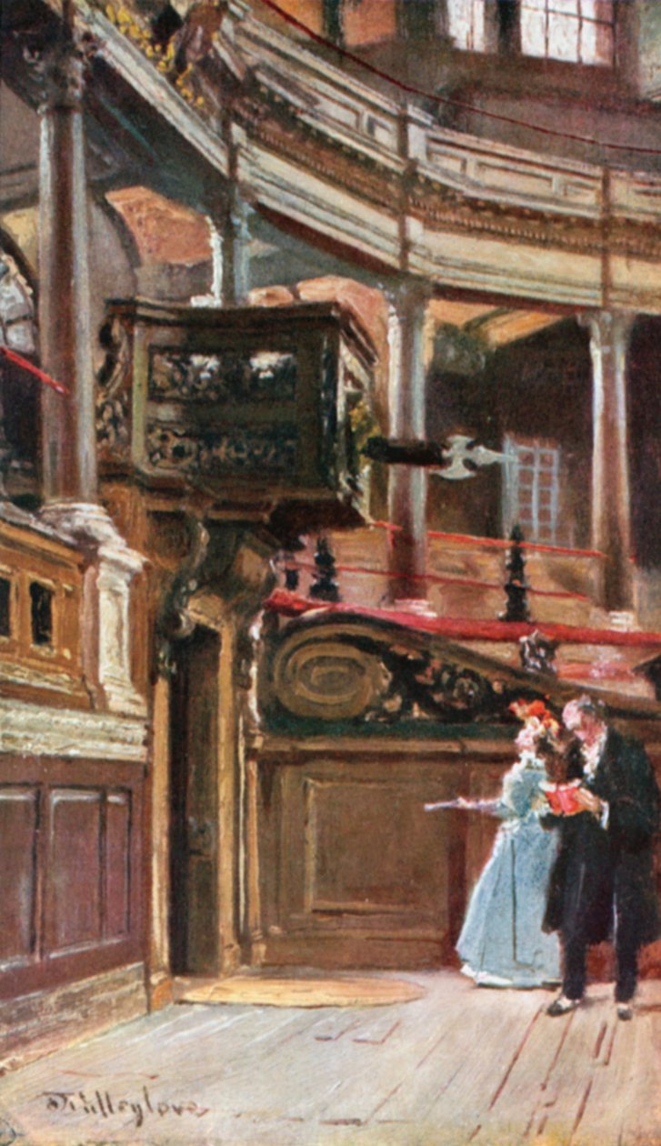 Interiør af Sheldonian Theatre (farvelitografi) af John Fulleylove