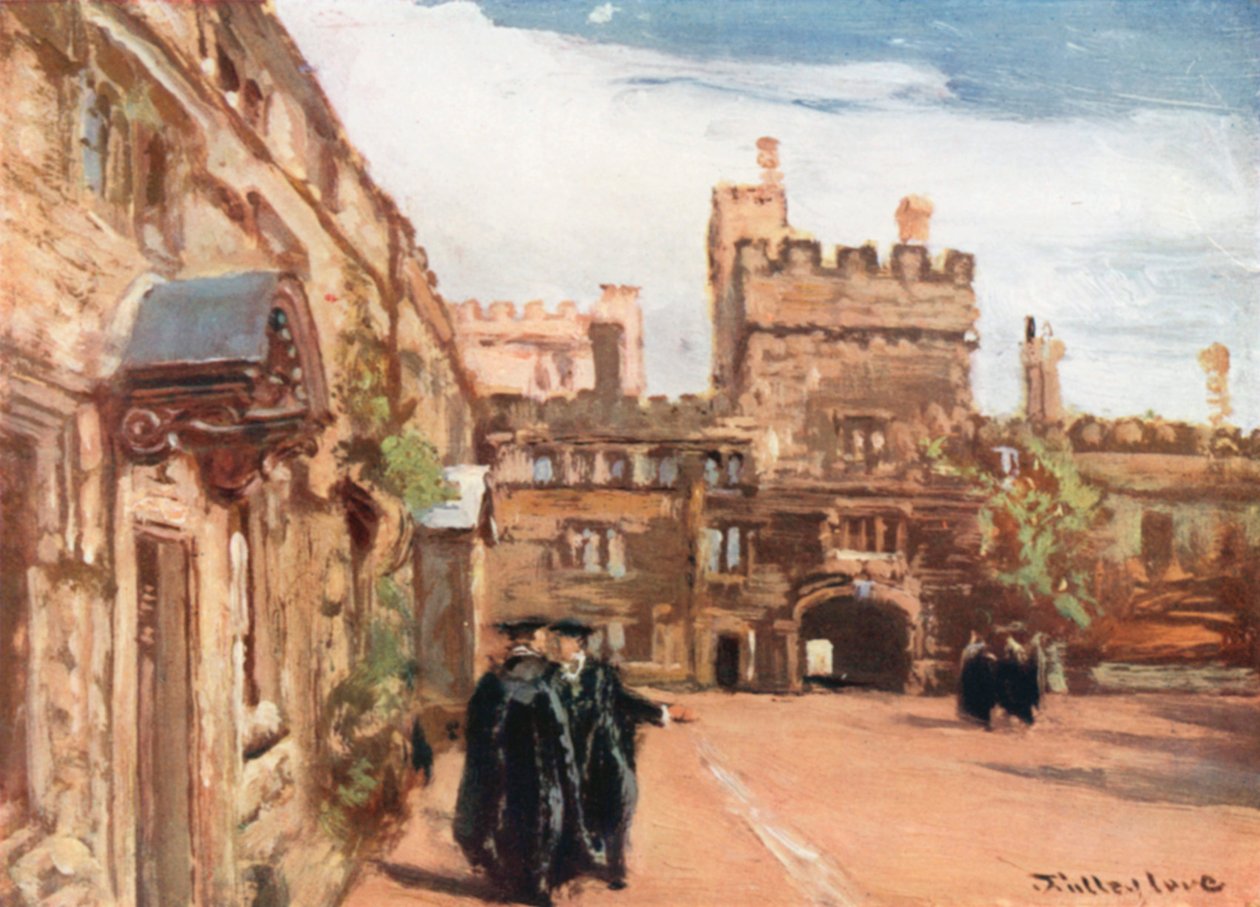 Jesus College (farvelitografi) af John Fulleylove