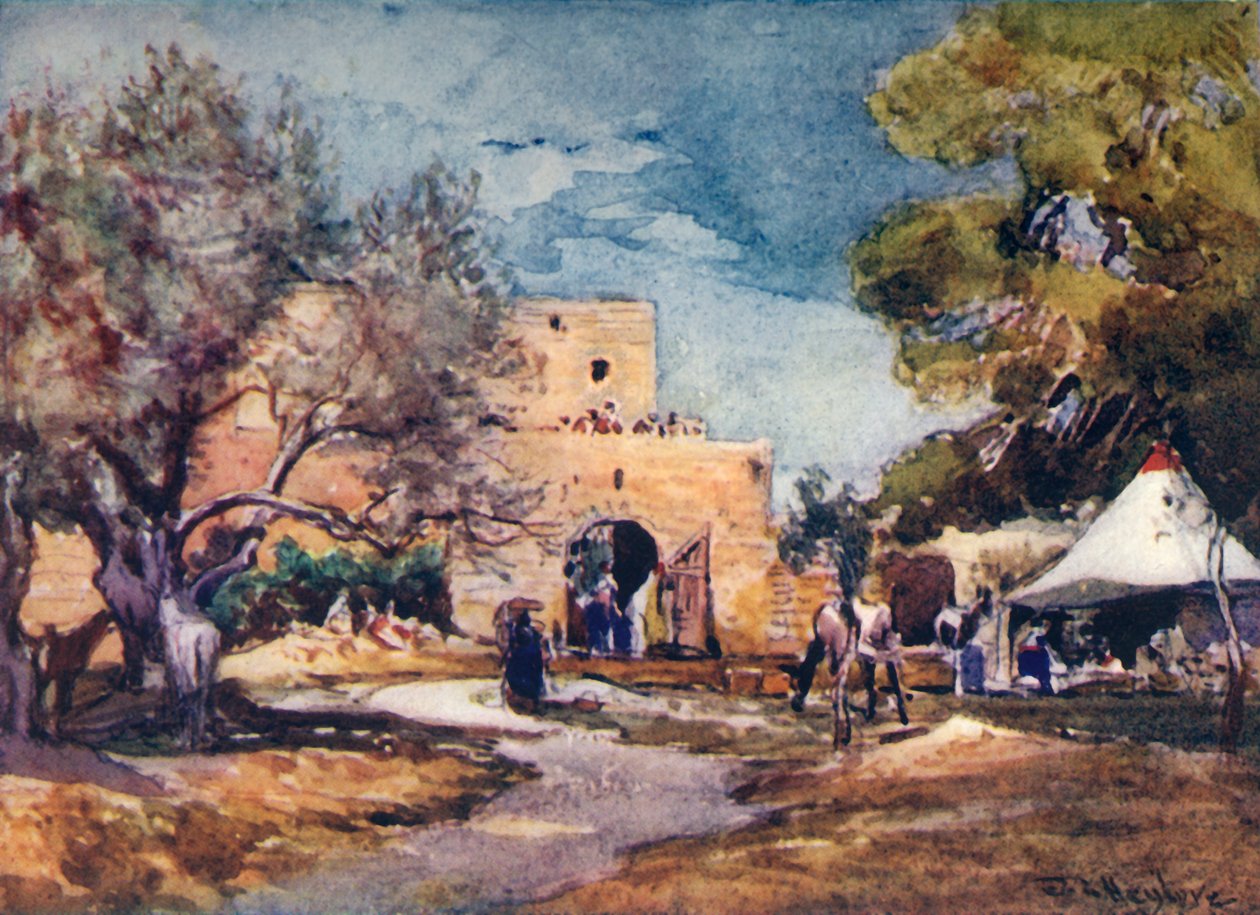 Middelalderbygning uden for Jerusalems nordmur, 1902. af John Fulleylove