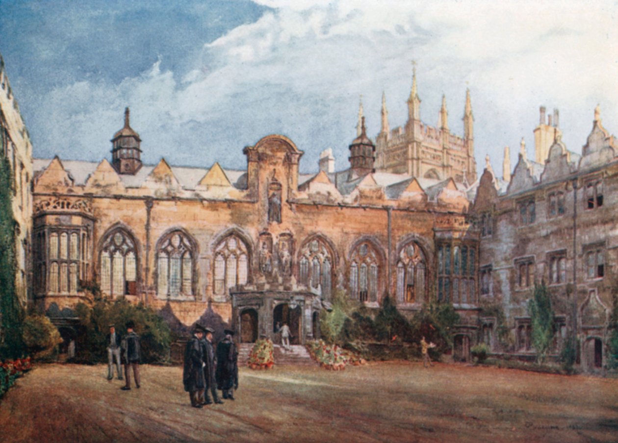 Oriel College (farvelitografi) af John Fulleylove