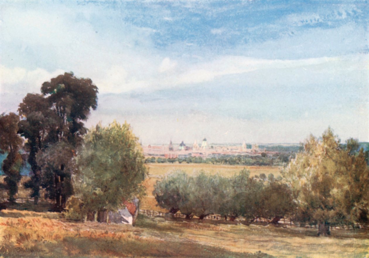 Oxford, fra South Hinksey (farvelitografi) af John Fulleylove