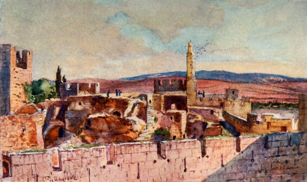 Del af citadellet i Jerusalem, 1902. af John Fulleylove