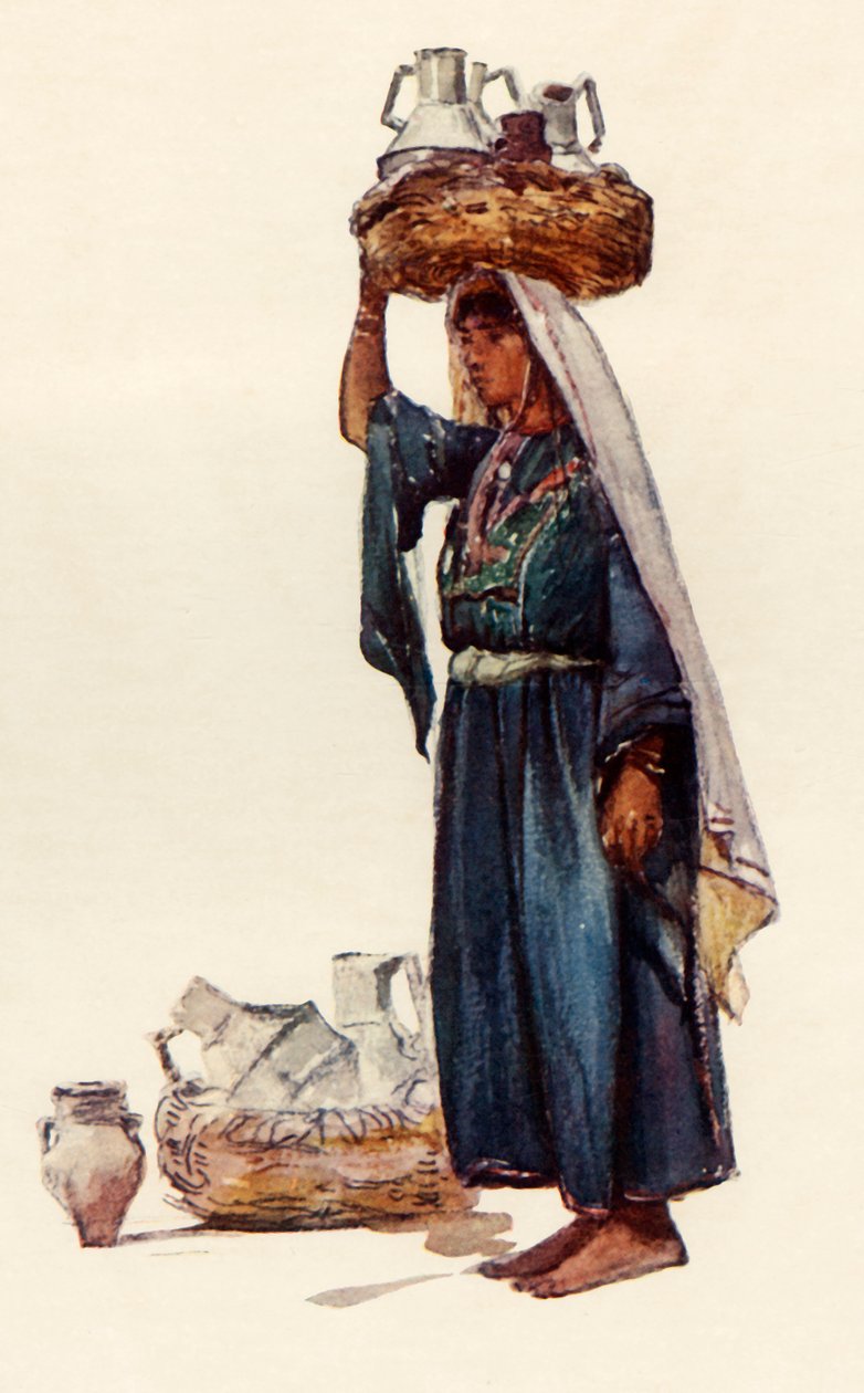 Syrisk bonde med mælkebeholdere, 1902. af John Fulleylove