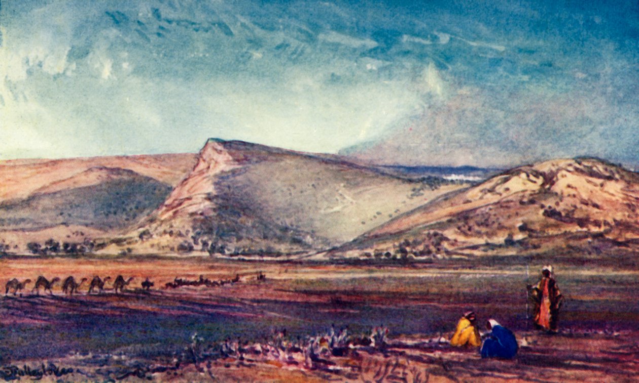 Bakkerne rundt om Nazareth fra Esdraelon-sletten, 1902. af John Fulleylove