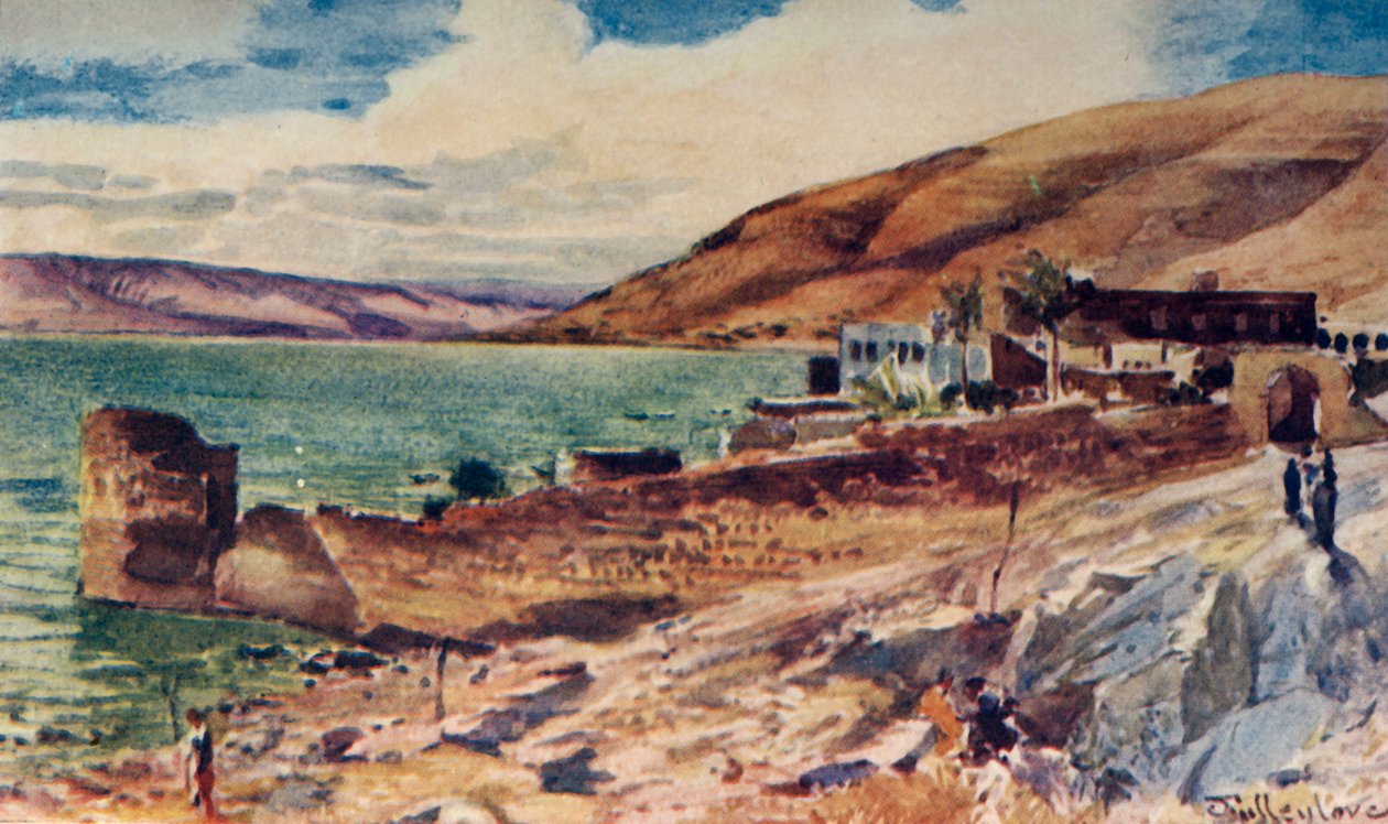 Galilæa-søen, ser mod syd fra Tiberias, 1902. af John Fulleylove