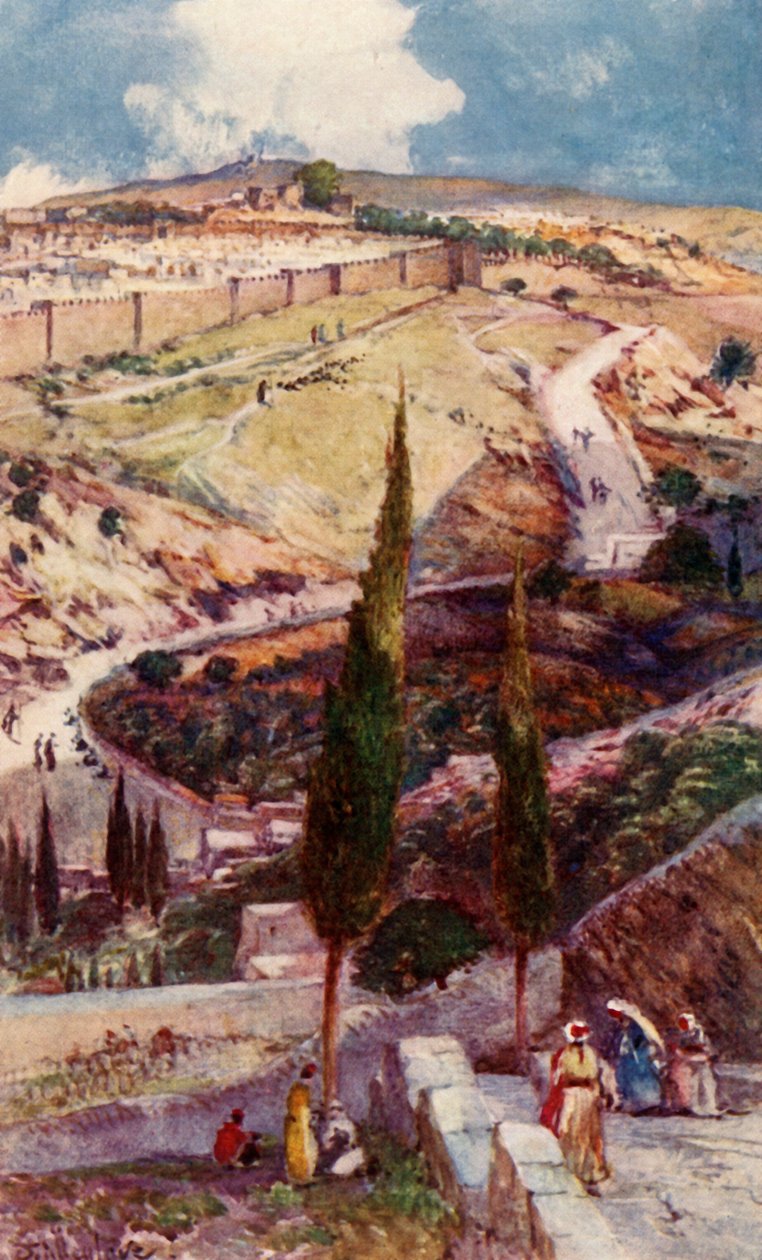 Den nordøstlige ende af Jerusalem og Mizpa fra Oliebjerget, 1902. af John Fulleylove