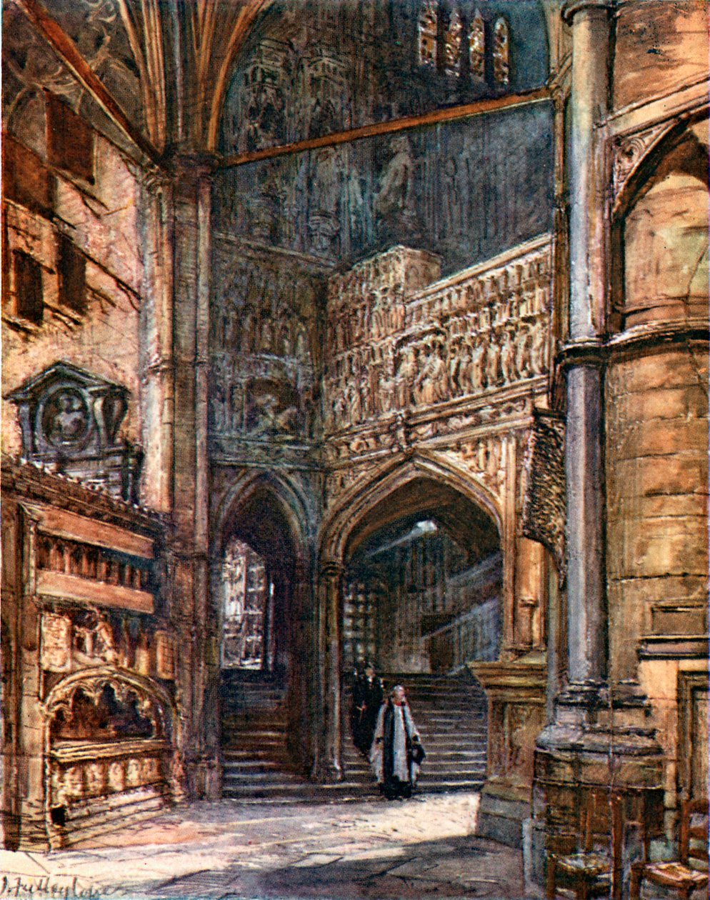 Det nordlige ambulatorium, der viser trappen, som fører op til Henry VII