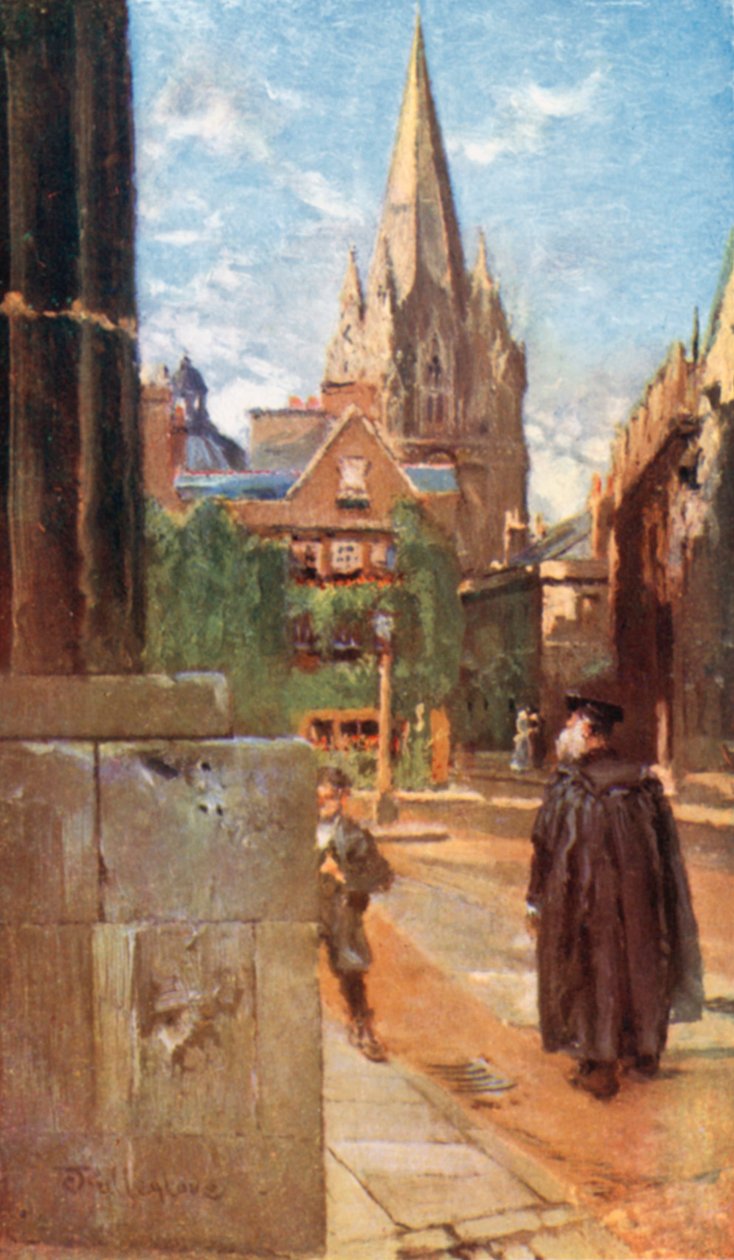 Universitetskirken St Mary (farvelitografi) af John Fulleylove