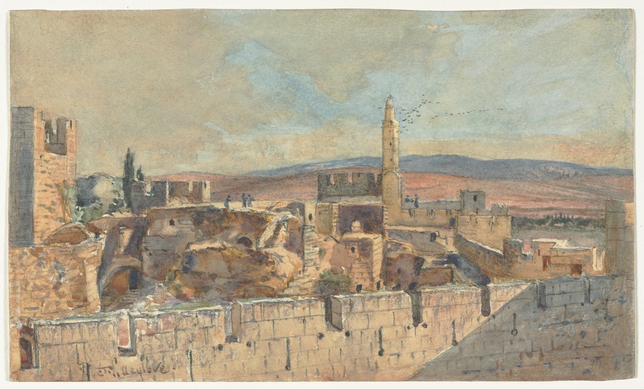 Udsigt over den gamle by i Jerusalem, 2. halvdel af 1800-tallet. af John Fullylove