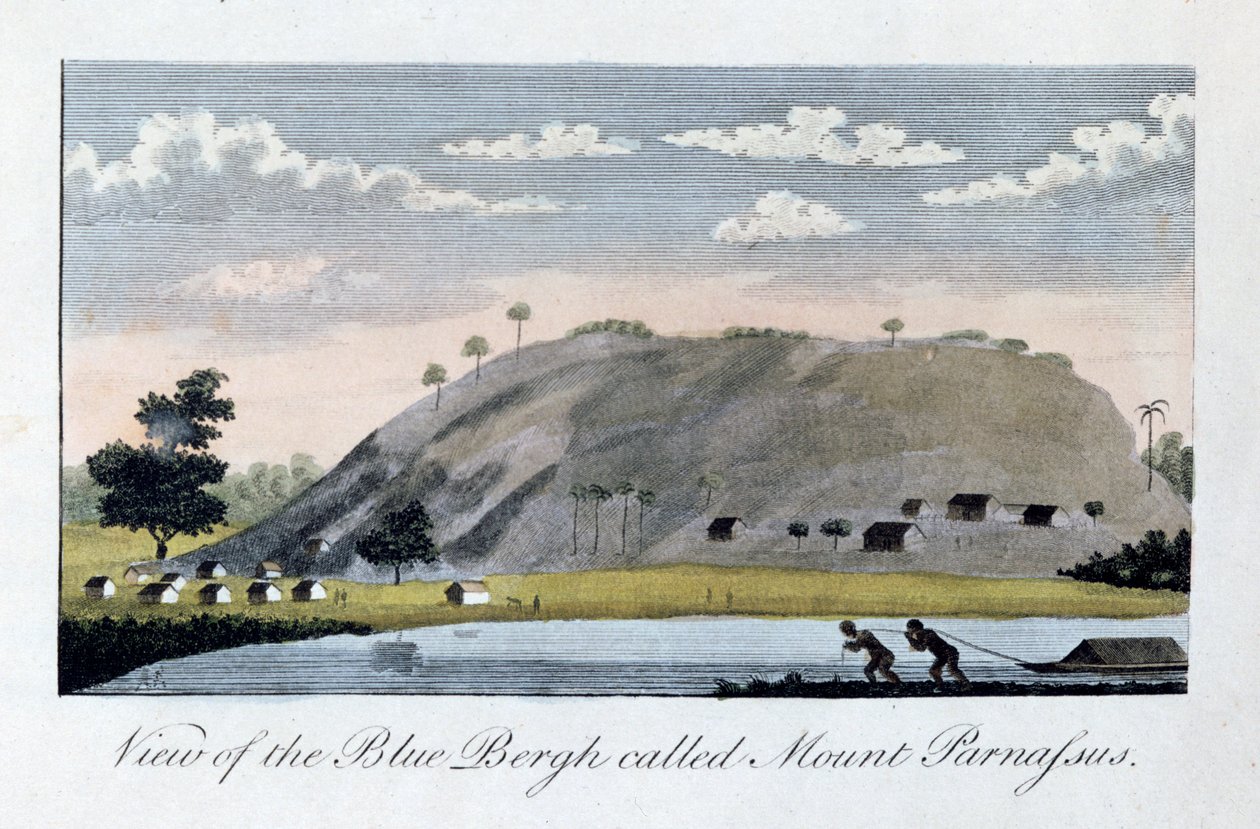 Udsigt over Blue Bergh kaldet, Mount Parnassus, 1813 af John Gabriel Stedman