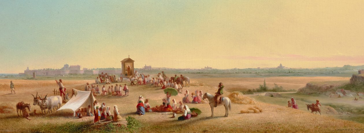 Messegudstjeneste på Campagna 1878 (olie på panel) af John Gadsby Chapman