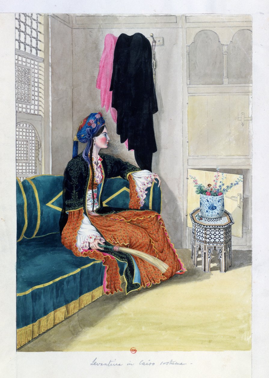 Levantiner i Cairo-dragt (akvarel) af John Gardner Wilkinson