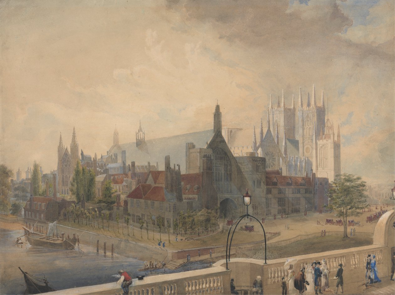 Udsigt over Westminster Hall og Abbey fra broen af John Gendall