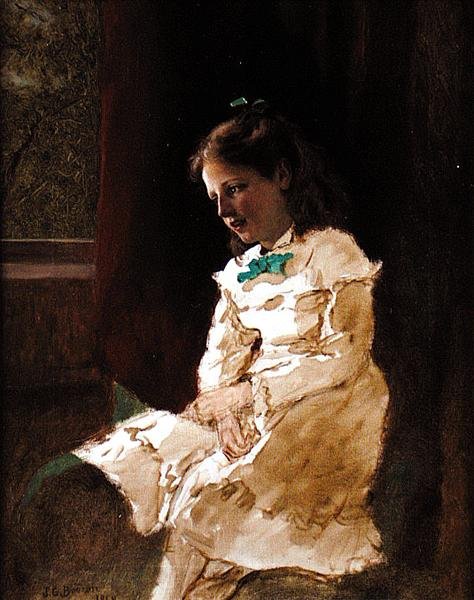 En ung pige ved vinduet af John George Brown