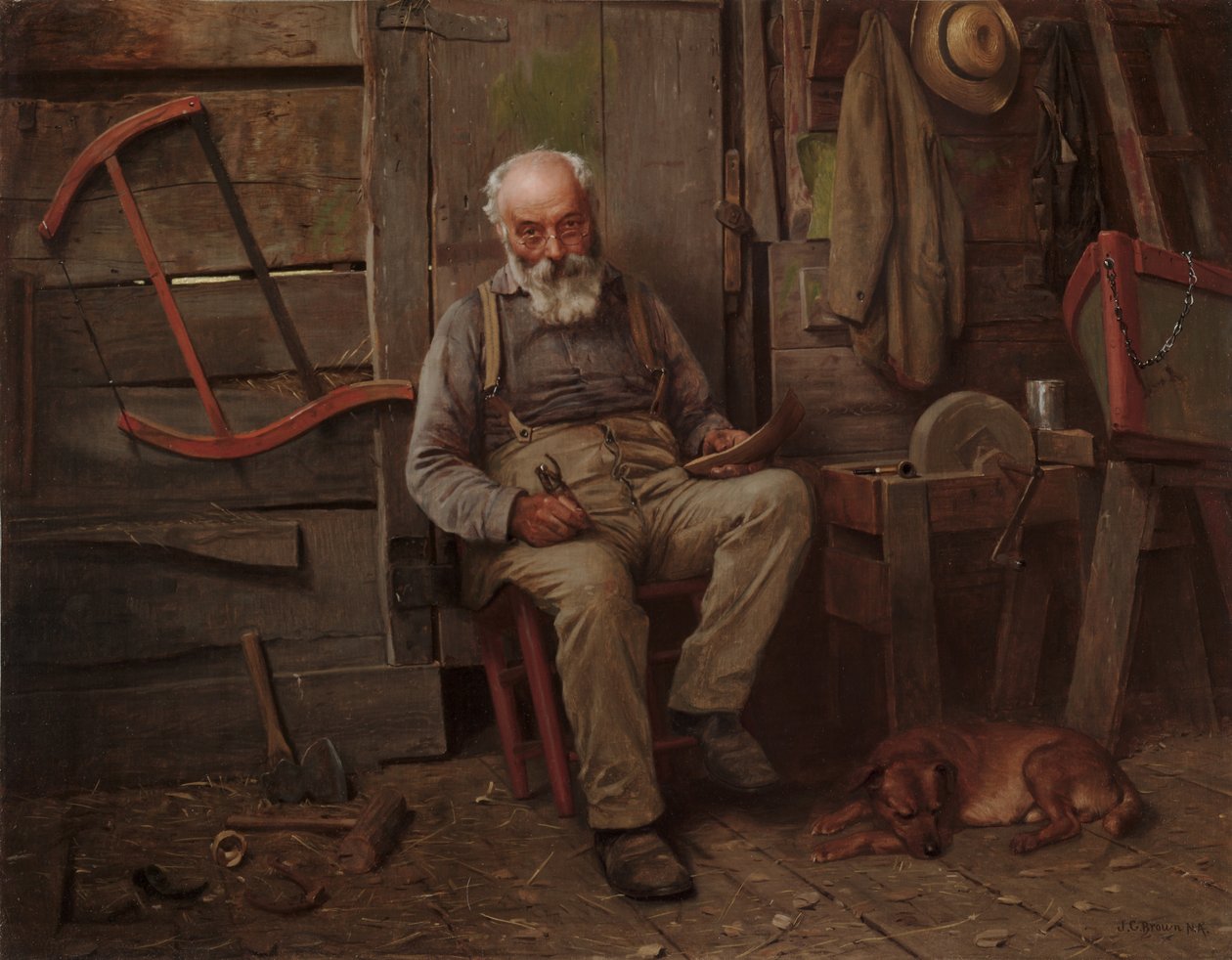 Bådebygger, ca. 1904 (olie på lærred) af John George Brown