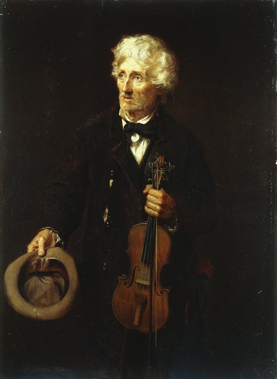 Mand med violin, 1879 af John George Brown